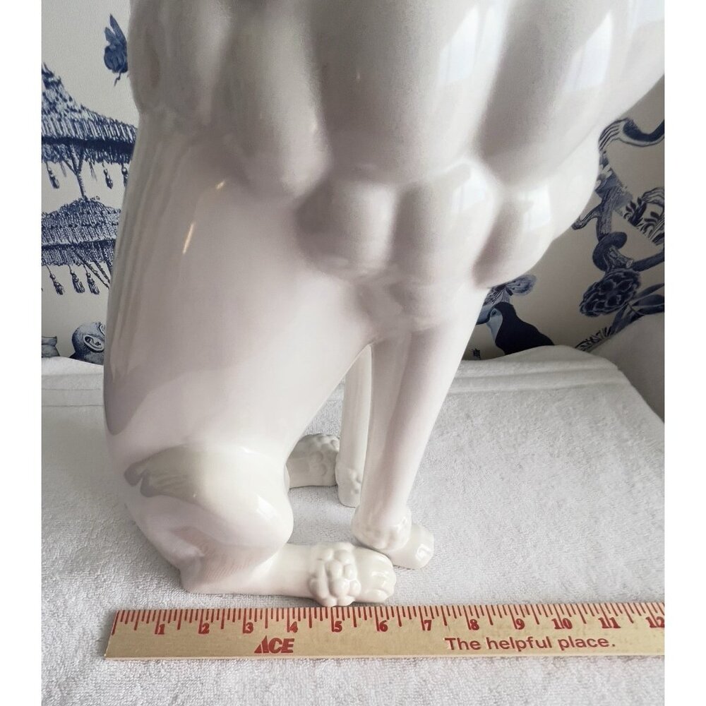 French POODLE Figurine 17"H Statue White Porcelain Ceramic Elegant Sitting Dog - Picture 7 of 11